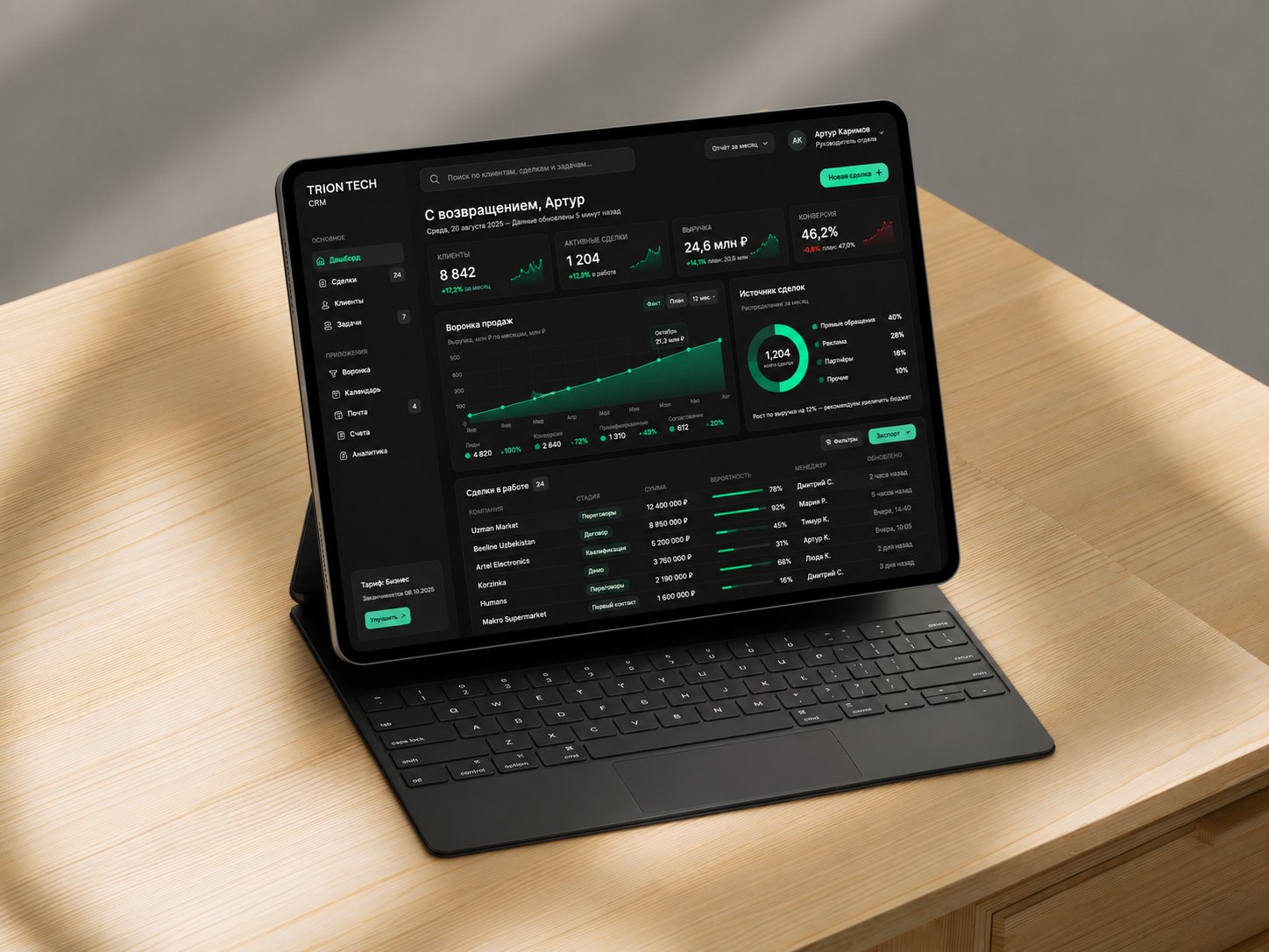 TRION CRM на планшете